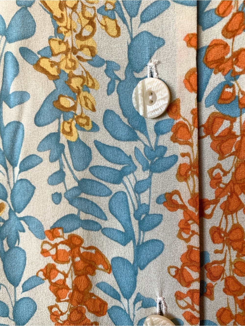 Harari Silk Button-Front Tunic in Light Blue and Orange - Picture 3 of 11